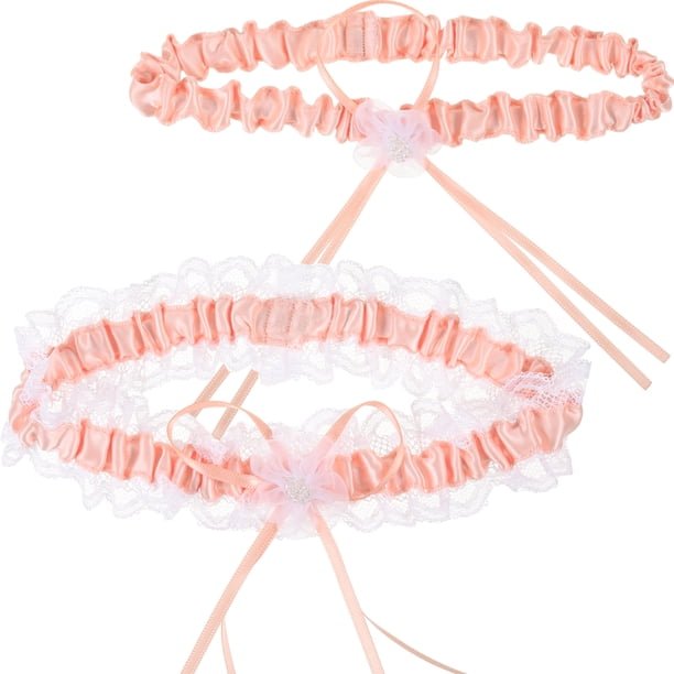 Minnieouse 2 pack/lote Liga de boda cómoda con aplicación amplia anillo para pierna lazo para pierna nupcial diario Accesorios de disfraces Blanco lechoso
