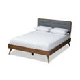 thumbnail image 2 of Baxton Studio Dilara Mid-Century Modern Dark Grey Fabric Upholstered Walnut Brown Finished Wood King Size Platform Bed, 2 of 6
