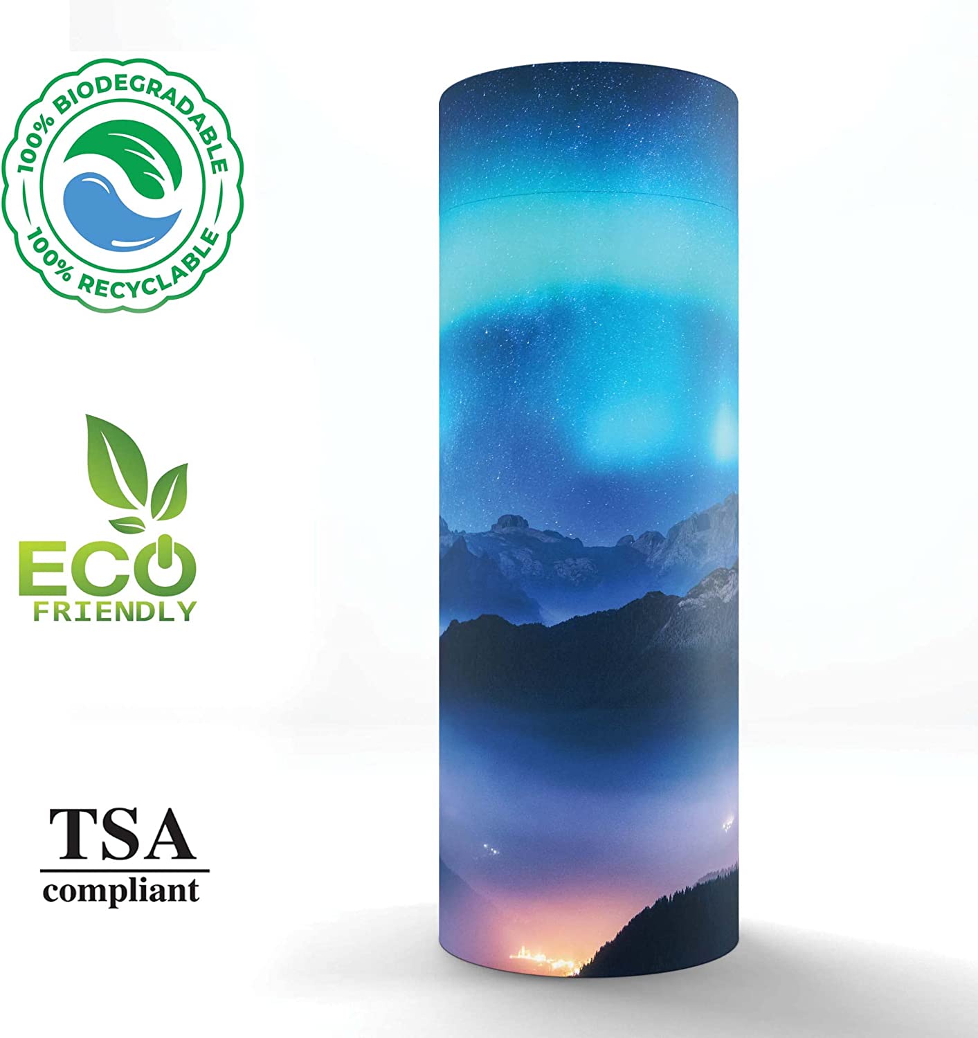 Beautiful Scenes - Aurora Borealis Scattering Urn - Biodegradable Urns for Human Ashes Adult for Funeral, Burial, Niche, or Columbarium Cremation - Urns for Adult Ashes - Scattering Urns - Large