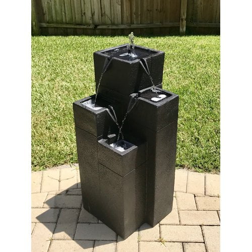 Smart Solar Forsyth Glass Fiber Reinforced Concrete Cascading Fountain by