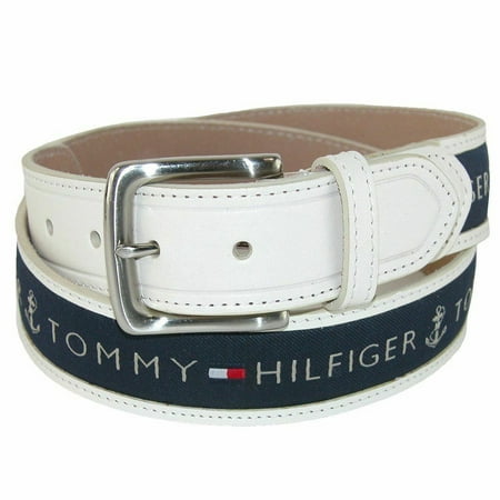 UPC 034758013654 product image for Tommy Hilfiger Men s 11TL02X032 Anchor Logo Ribbon Inlay Leather Belt Cream 36 | upcitemdb.com