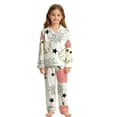 thumbnail image 4 of CUZIBR Girls Halloween Pajamas Sets Pumpkin Ghost Witch Hat Full Print Long Sleeve Lapel Button Top And Pants Soft Sleepwear Two Piece Soft Sleep Cozy Loungewear Nightwear,D-White,3-4 Years, 4 of 4