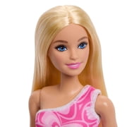 Barbie Fashion Doll in Barbiecore-inspired Outfit with Pink Heels and Pink Patterned Dress, Blonde