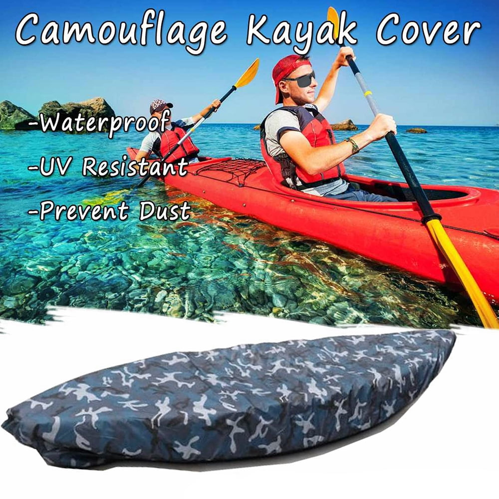 15.0-18.0ft L:4.6-5m Durable Waterproof Canoe Storage Cover Dust Protector for Fishing Boat Canoe Kayak Outdoor Storage FODER Universal Kayak Cover 