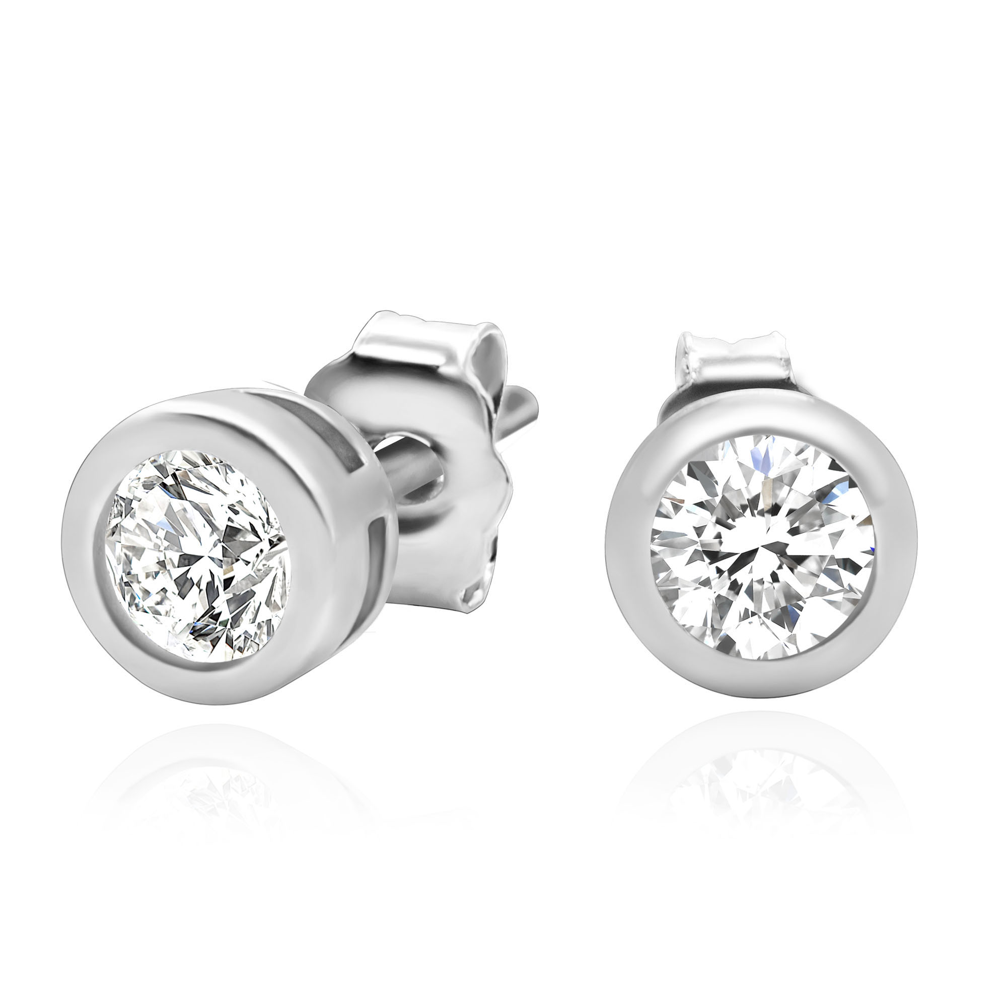 bezel set cubic zirconia stud earrings
