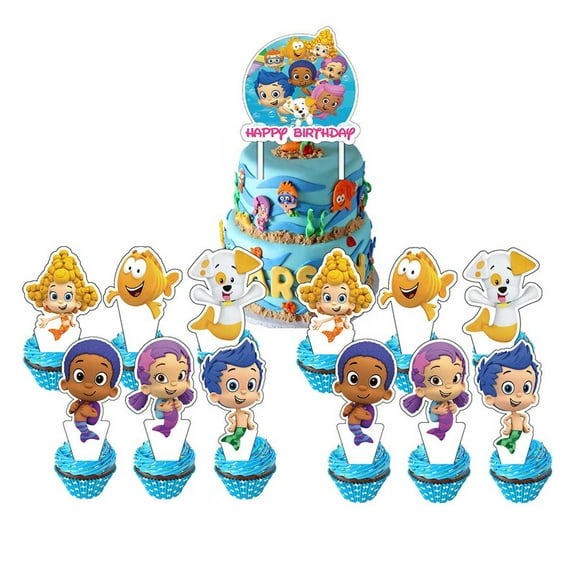 Bubble Guppies Cake Topper Cupcake Set Party Supplies Decoration Birthday Decor Kit