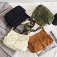 thumbnail image 5 of Bolso de hombro de lona grande con capacidad para adolescentes, de mezclilla suave y lisa, para viajes, unisex, informal, tipo bandolera, XA304C, 5 of 5