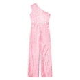 thumbnail image 3 of Kaerm Kids Girls Sparkle Sequin Gymnastics Dance Leotard One Shoulder Sleeveless One Piece Unitard Pink 12, 3 of 5