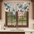 thumbnail image 6 of 2 Pack Valances for Window, Teal Tulip Butterfly Short Curtains for Kitchen Bedroom Living Room, Beige Turquoise Floral Farmhouse Wooden Rod Pocket Small Window Treatment Valance Drapes 54 x 18 Inch, 6 of 8