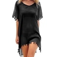 thumbnail image 3 of HAJWOH Womens Chiffon Bikini Cover Up Summer Chiffon Tassel Beach Bathing Suit Swimwear Bikini Dress Loose Casual Coverup, 3 of 4