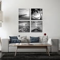 thumbnail image 4 of - Black and White Beach Pictures Wall Art Sunrise on Sea Scenery Painting Giclee Canvas Print Stretched for Bathroom Room Living Room Office Wall Decoration, 4 of 6