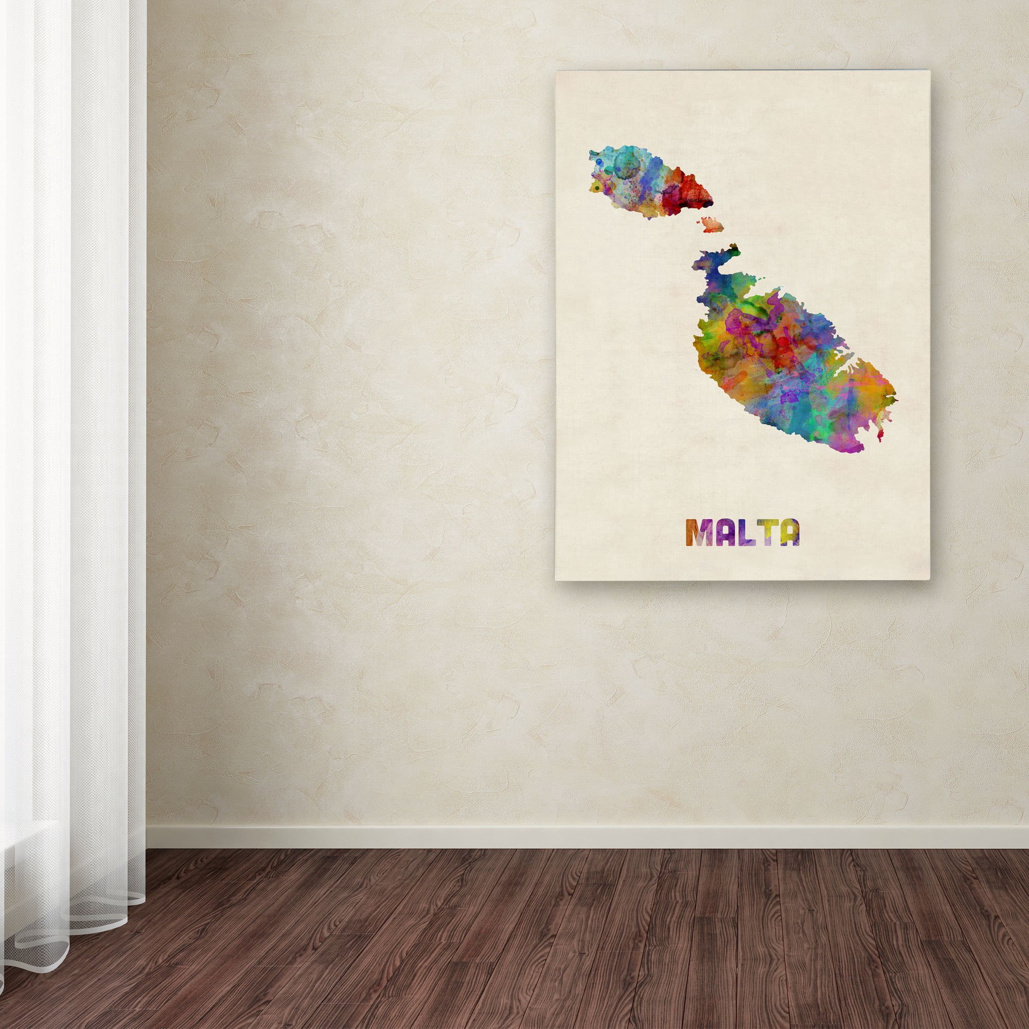Trademark Fine Art "Malta Watercolor Map" Canvas Art by Michael Tompsett