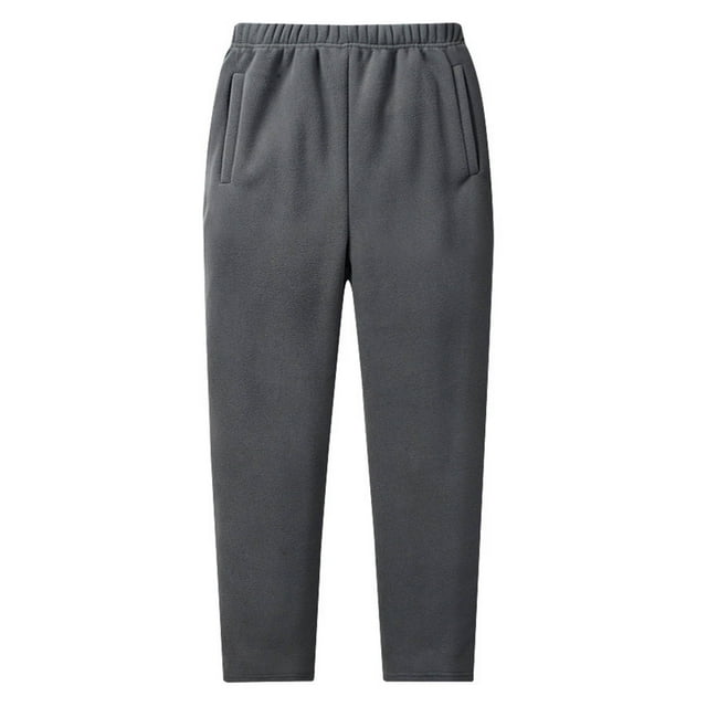 WRKEKC Cargo Pants for Men Solid Color Plush Pocket Drawstring Outdoor Warm Mountain Pants Fleece Lined Thickened for Cold Weather