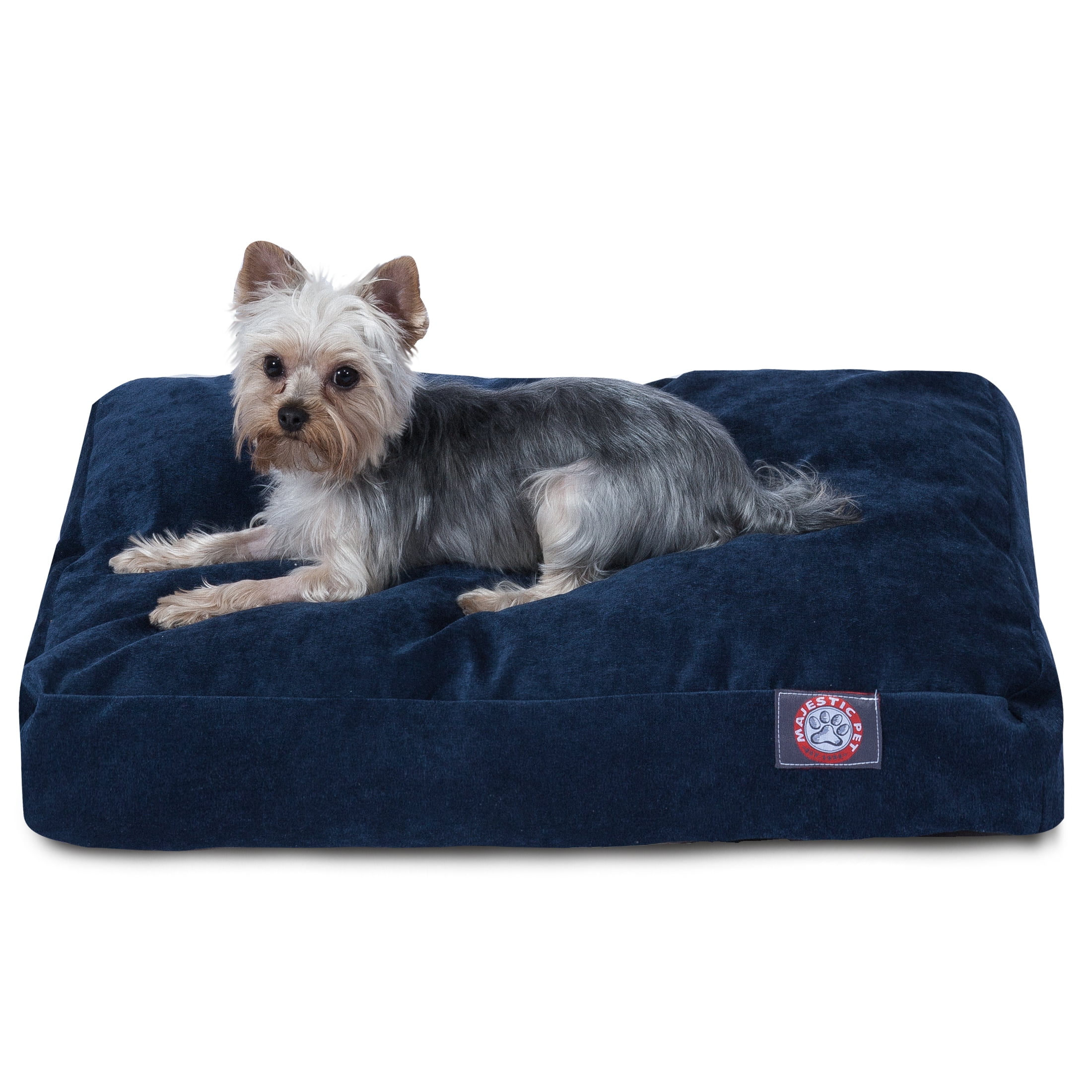 Majestic Pet Villa Rectangle Dog Bed Velvet Removable Cover Navy Small