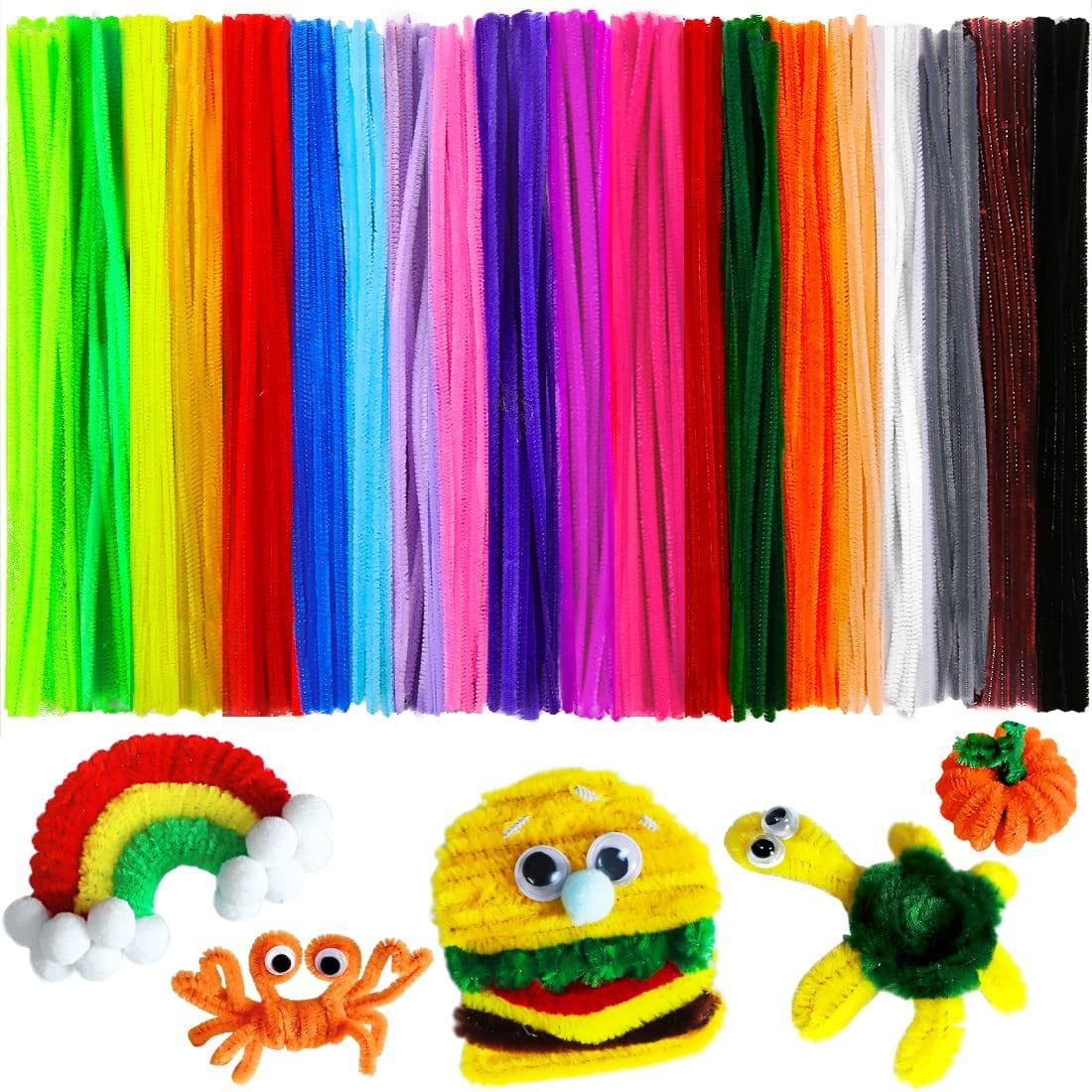 100x Pipe Cleaners Chenille Stems Pipe Cleaner Stick Plain Colours Craft  Art