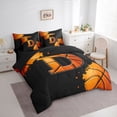 thumbnail image 2 of Castle Fairy Basketball Letter D King Bedding 7pcs, Sport Graffiti Splash King Bed in a Bag, Black Orange,Black Reversible, 2 of 7