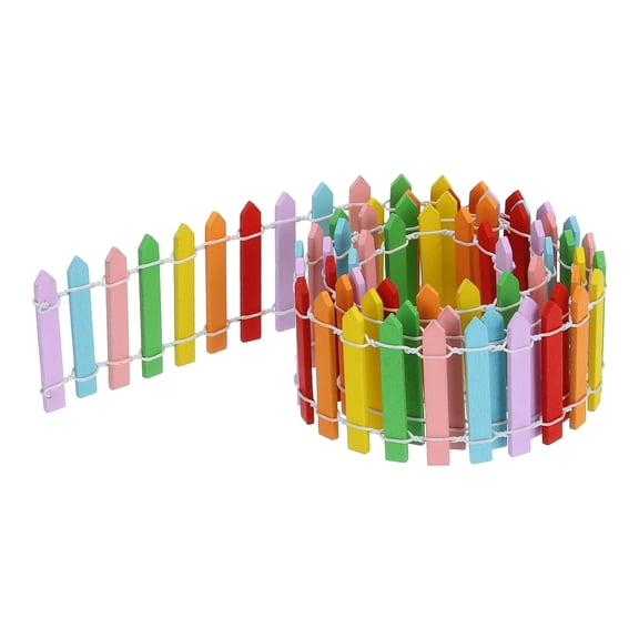 Uxcell 35 Inch Miniature Garden Fence, Mini Ornament Wood Picket Fence Decorative Dollhouse Home 0.1" Multicolored