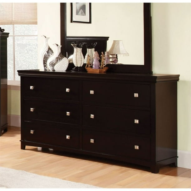 Furniture Of America Brighton Solid Wood 6 Drawer Dresser In Espresso Walmart Com Walmart Com