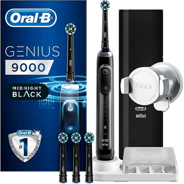 Oral B Genius 9000 Crossaction Electric Toothbrush 1 Black App Connected Handle 6 Modes With Sensitive Gum Care Walmart Com Walmart Com