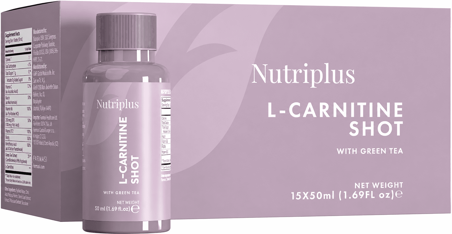 FARMASi Nutriplus Liquid L-Carnitine Plus Peach & Apple Flavor, 15.22 fl oz