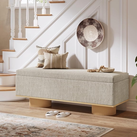 Tribesigns 50.39" Storage Bench with Padded Seat Cushion, Upholstered Shoe Bench with Flip Up Storage