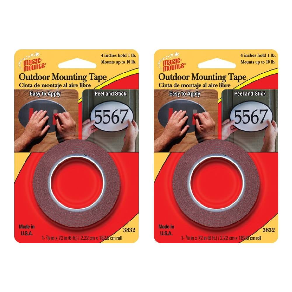 Magic Mounts Outdoor Mounting Tape Adhesive 7/8 x 72 in, 2Pack