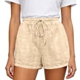 thumbnail image 6 of longantii Womens Lace Shorts 2026 Cute Eyelet Boho Summer Drawstring High Waist Cotton Shorts for Women Trendy Beige XXL, 6 of 6