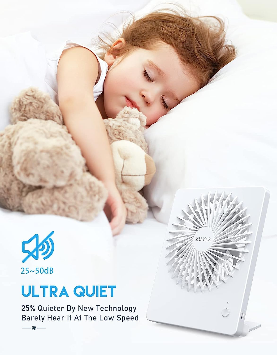 Zuvas 3 Speed Portable Rechargeable USB Fan