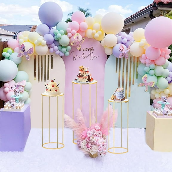 Cylinder Stands for Party, 3PCS Cylinder Pedestal Stand, Cilindros Para Fiestas Cake Table Stand for Parties Metal Plant Stand Cylinder Tables for Parties Round Cylinder Stands for Party