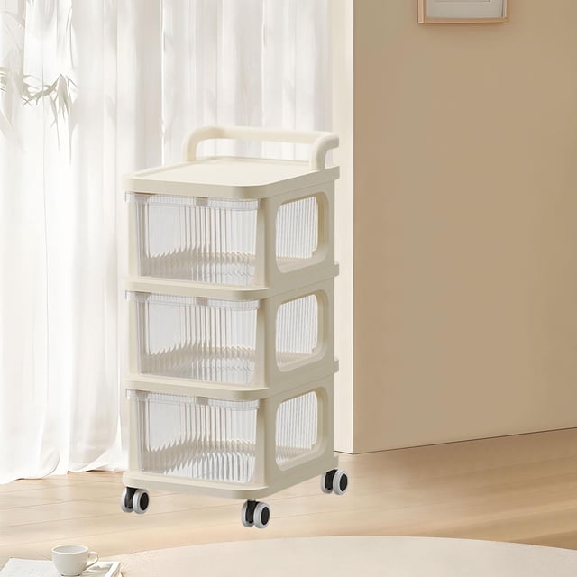 Carro rodante, estantería móvil, soporte de maquillaje de fácil montaje, carrito organizador de almacenamiento para , dormitorio, cuarto de 3 niveles