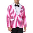 thumbnail image 1 of BLAZER A RAYAS CHIC PARA EL DÍA DEL PADRE, SÓLO UN BOTÓN, TRAJE DE NEGOCIO PARA HOMBRE, COLOR ROJO Y BLANCO, 1 of 5