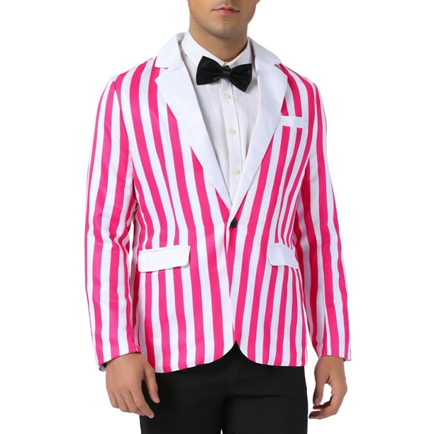 BLAZER A RAYAS CHIC PARA EL DÍA DEL PADRE, SÓLO UN BOTÓN, TRAJE DE NEGOCIO PARA HOMBRE, COLOR ROJO Y BLANCO