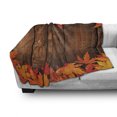 thumbnail image 3 of Fall Soft Flannel Fleece Throw Blanket, Dry Leaves Poured Onto Wooden Board Cabin Cottage Rustic Country Life Theme Print, Cozy Plush for Indoor and Outdoor Use, 70" x 90", Brown Orange, by Ambesonne, 3 of 6