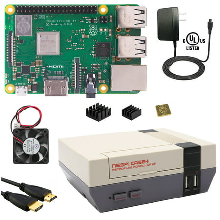 Berryku Raspberry Pi NESPi Starter Plus Kit - NESPi Case+, Raspberry Pi 3 B+ (B Plus), Power