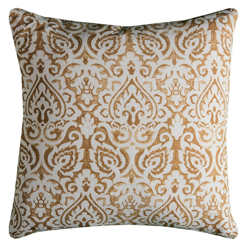 Rizzy Home Decorative Poly Filled Throw Pillow Damask 22"X22" Gold