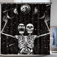 thumbnail image 1 of Funny Skull Shower Curtain Happy Halloween Skulls Skeleton Shower Curtain for Day of The Dead All Saints Day Home Decor 72"x72", 1 of 7