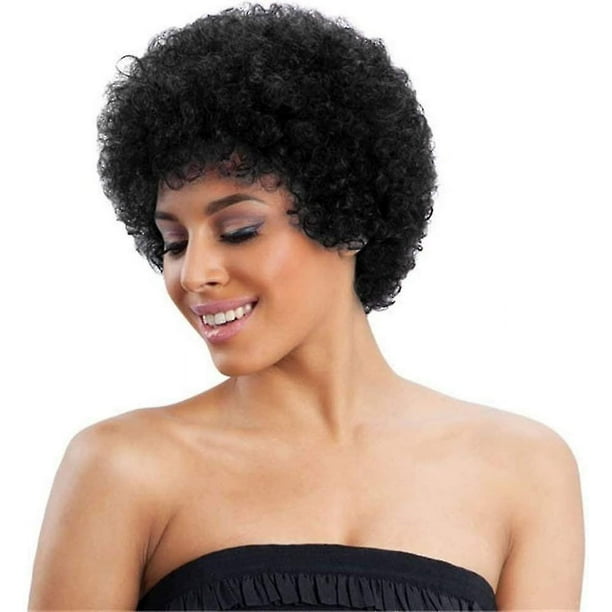 Pelucas rizadas afro cortas de 4 pulgadas Pelucas sintéticas de pelo rizado afro esponjoso negro