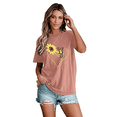 thumbnail image 6 of SHEOWO Women's Short Sleeve Crew Neck Lined Sunflower Graphic Print Casual T Shirts Women's Tops Plus Size European Women's Clothing, 6 of 6