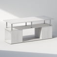 thumbnail image 2 of Furinno JAYA Utility Design Coffee Table, White Oak, Stainless Steel Tubes, 2 of 6