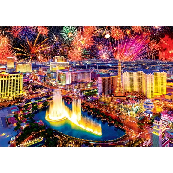 Fireworks over Las Vega Strip 1500 piece Jigsaw Premium Kodak Puzzle