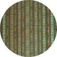 thumbnail image 1 of Ahgly Company Indoor Round Oriental Turquoise Blue Traditional Area Rugs, 8' Round, 1 of 4