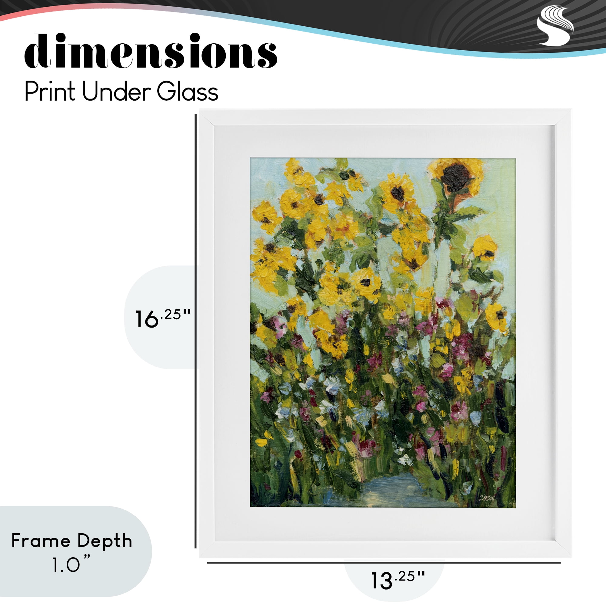 Stupell Industries Sunlit Sunflowers in Garden White Framed Print Under Glass, design by Carson Overstreet