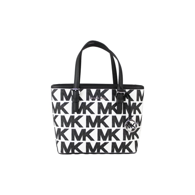 Michael Kors Optic White Black Monogram XS Extra Small Travel Tote