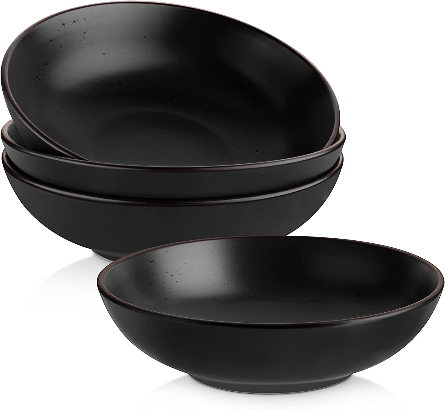 vancasso Pasta Bowl Set, Porcelain Salad Bowl, 4 Pieces Black Soup Bowl