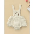 thumbnail image 2 of Seyurigaoka Baby Summer Ruffle Romper, Sleeveless Elastic Waist Rainbow Embroidery Strap Bodysuit, 2 of 9