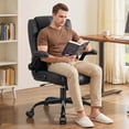 thumbnail image 1 of COOLHUT PU Leather Ergonomic Office Chair, Mid Back Home Computer Chair with Flip-up Armrest, Adjustable Height & Back Support, 360° Swivel Gaming Chair with Wheels & Rocking Function, Space Saving, 1 of 10