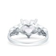 thumbnail image 3 of Simulated Cubic Zirconia Size-5 Art Deco Heart Wedding Engagement Bridal Ring 925 Sterling Silver, 3 of 7