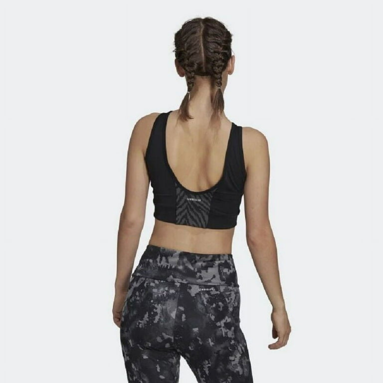 Adidas Women's AEROREADY Designed To Move Zebra-Print Crop Top GS6346  Black/Grey Six 