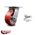 thumbnail image 2 of 5 Inch Red Poly on Cast Iron Caster with Ball Bearing and Swivel Lock SCC, 2 of 2
