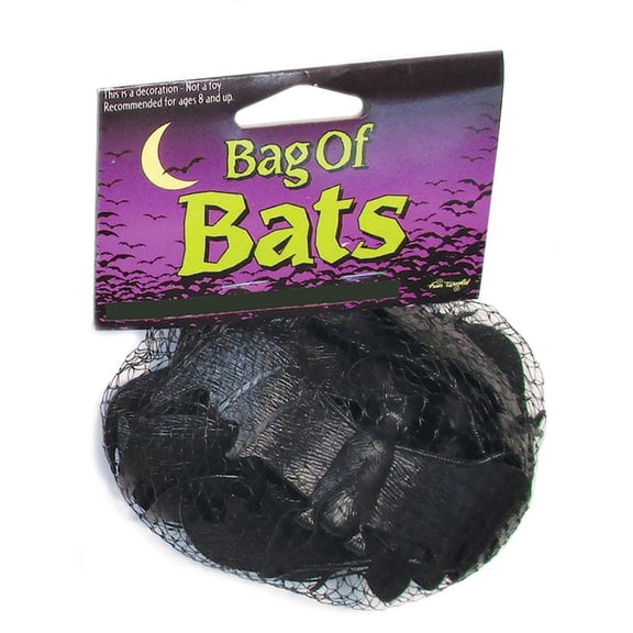 Fun World Bats Halloween 4.5" Rubber Decoration Pack, 15 CT, Black